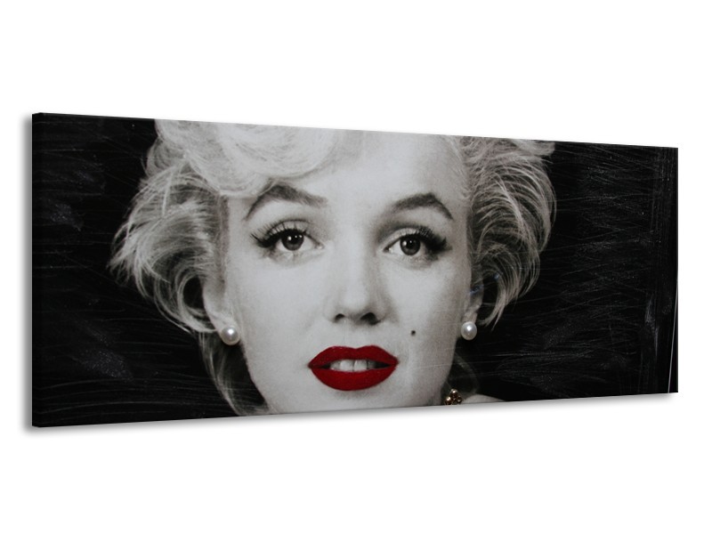 Canvas Schilderij Marilyn Monroe | Zwart, Wit, Grijs | 145x58cm 1Luik