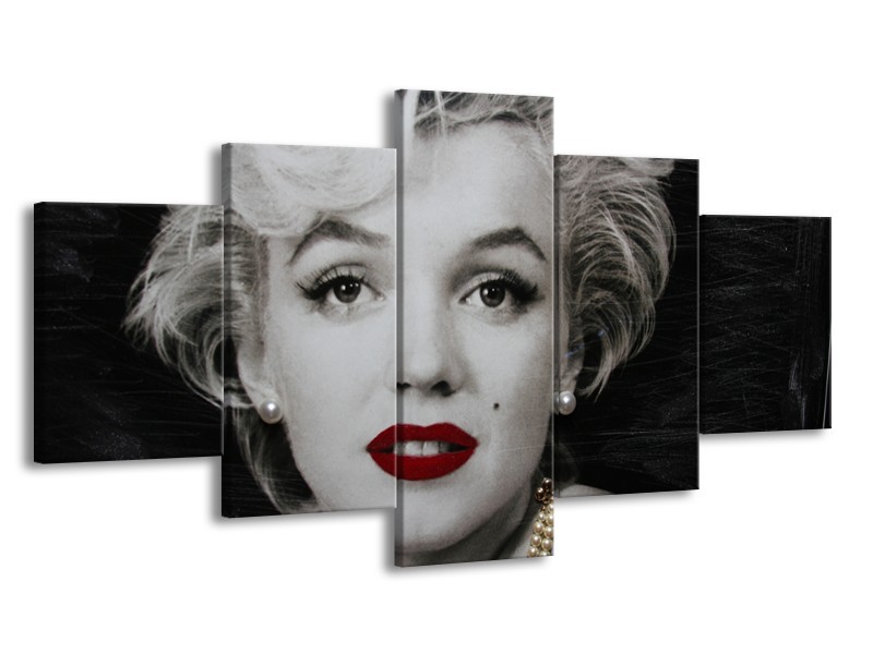 Glasschilderij Marilyn Monroe | Zwart, Wit, Grijs | 150x80cm 5Luik