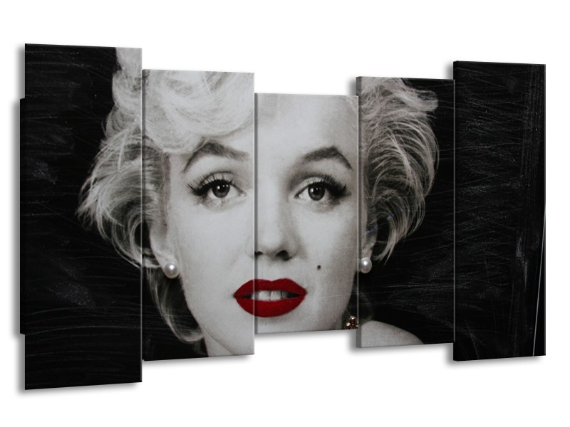 Glasschilderij Marilyn Monroe | Zwart, Wit, Grijs | 150x80cm 5Luik