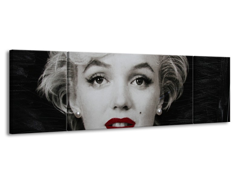 Glasschilderij Marilyn Monroe | Zwart, Wit, Grijs | 170x50cm 3Luik