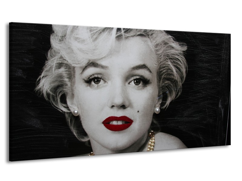 Canvas Schilderij Marilyn Monroe | Zwart, Wit, Grijs | 170x90cm 1Luik