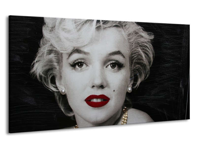 Canvas Schilderij Marilyn Monroe | Zwart, Wit, Grijs | 190x100cm 1Luik