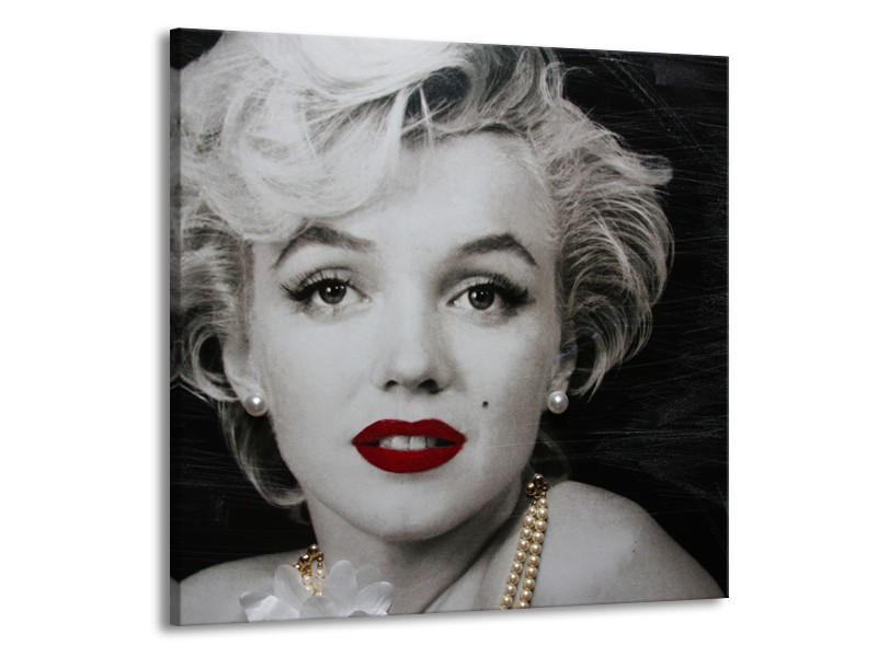 Glasschilderij Marilyn Monroe | Zwart, Wit, Grijs | 50x50cm 1Luik