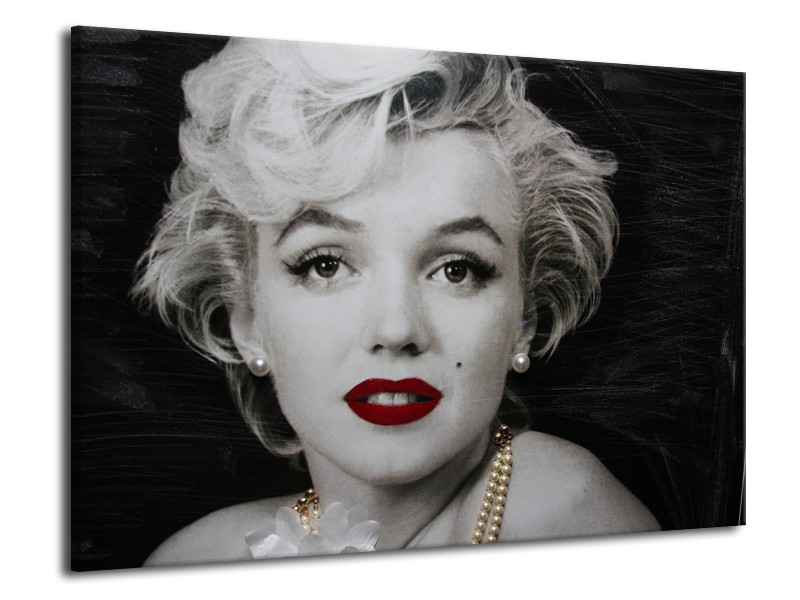 Canvas Schilderij Marilyn Monroe | Zwart, Wit, Grijs | 70x50cm 1Luik