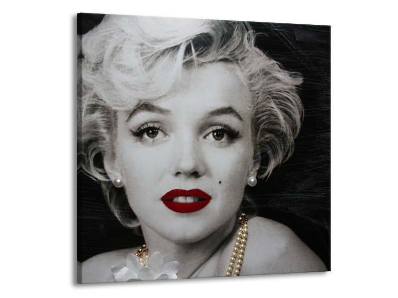 Glasschilderij Marilyn Monroe | Zwart, Wit, Grijs | 70x70cm 1Luik