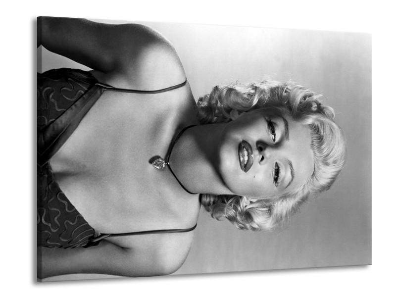 Glasschilderij Marilyn Monroe | Zwart, Wit, Grijs | 100x70cm 1Luik