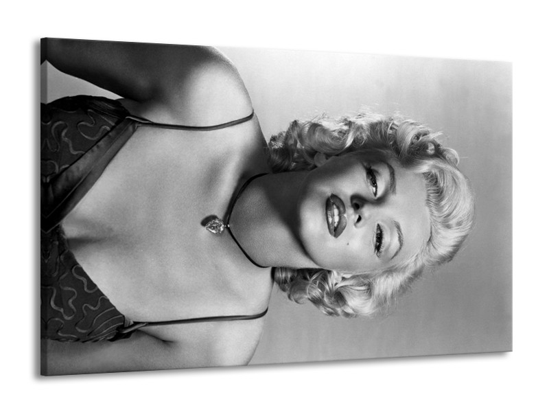 Glasschilderij Marilyn Monroe | Zwart, Wit, Grijs | 140x90cm 1Luik