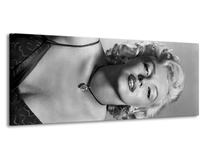 Canvas Schilderij Marilyn Monroe | Zwart, Wit, Grijs | 145x58cm 1Luik