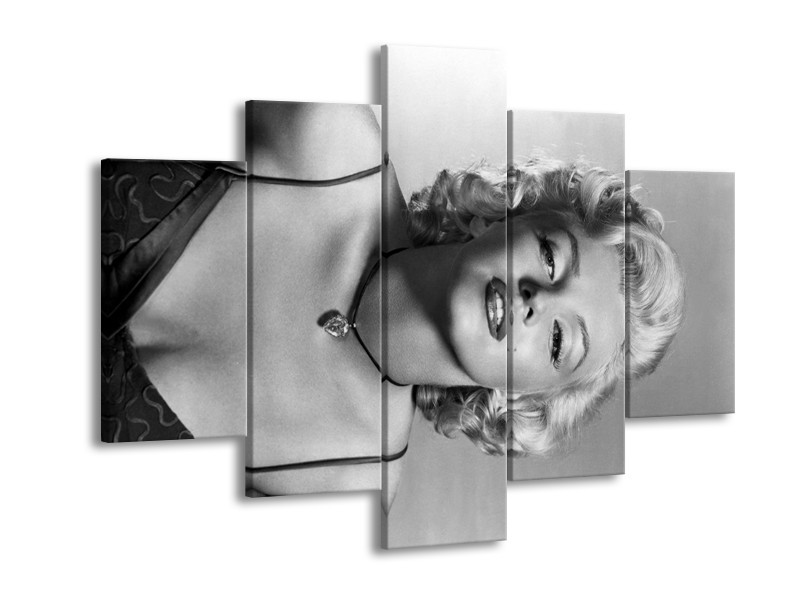 Glasschilderij Marilyn Monroe | Zwart, Wit, Grijs | 150x105cm 5Luik