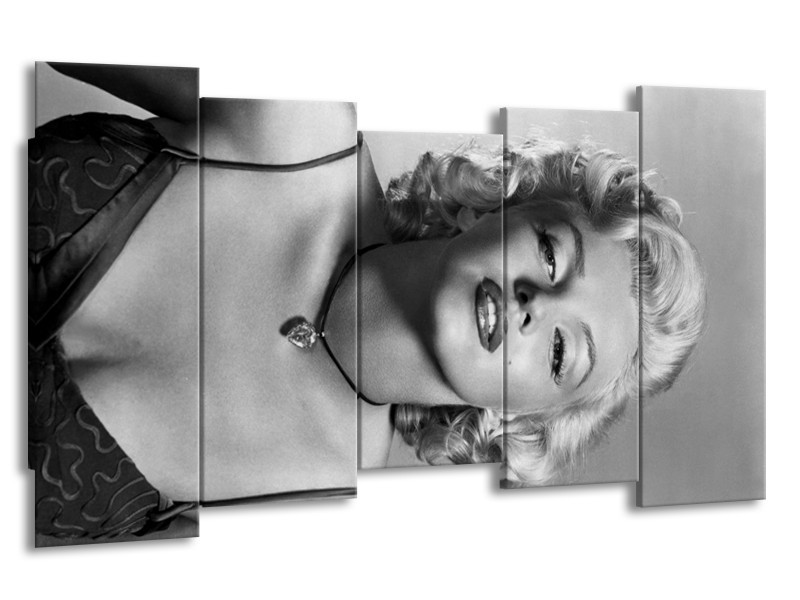 Glasschilderij Marilyn Monroe | Zwart, Wit, Grijs | 150x80cm 5Luik