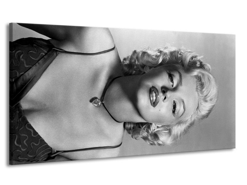 Canvas Schilderij Marilyn Monroe | Zwart, Wit, Grijs | 170x90cm 1Luik