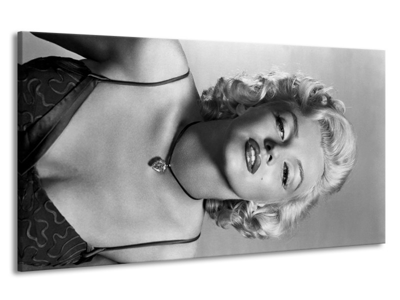 Canvas Schilderij Marilyn Monroe | Zwart, Wit, Grijs | 190x100cm 1Luik