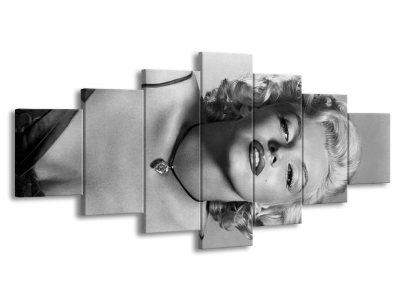 Glasschilderij Marilyn Monroe | Zwart, Wit, Grijs | 210x100cm 7Luik