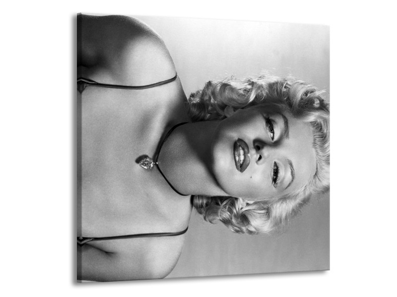 Glasschilderij Marilyn Monroe | Zwart, Wit, Grijs | 50x50cm 1Luik