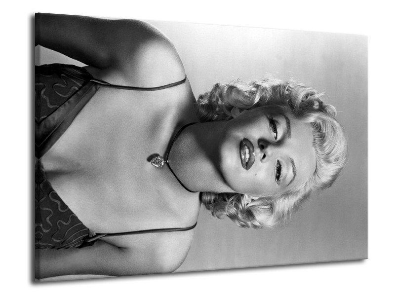 Canvas Schilderij Marilyn Monroe | Zwart, Wit, Grijs | 70x50cm 1Luik