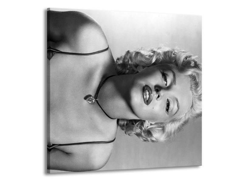 Canvas Schilderij Marilyn Monroe | Zwart, Wit, Grijs | 70x70cm 1Luik