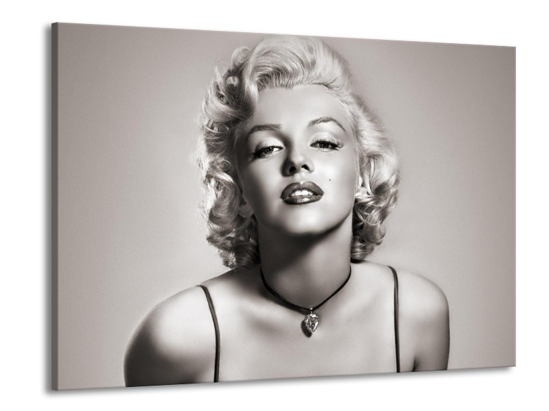 Canvas Schilderij Marilyn Monroe | Grijs, Sepia | 100x70cm 1Luik