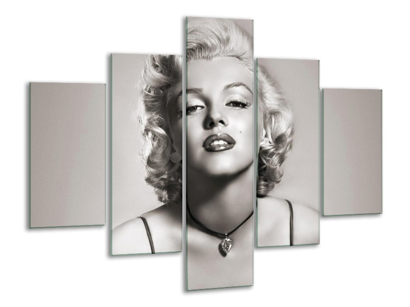 Glasschilderij Marilyn Monroe | Grijs, Sepia | 100x70cm 5Luik