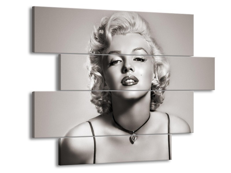 Glasschilderij Marilyn Monroe | Grijs, Sepia | 115x85cm 4Luik