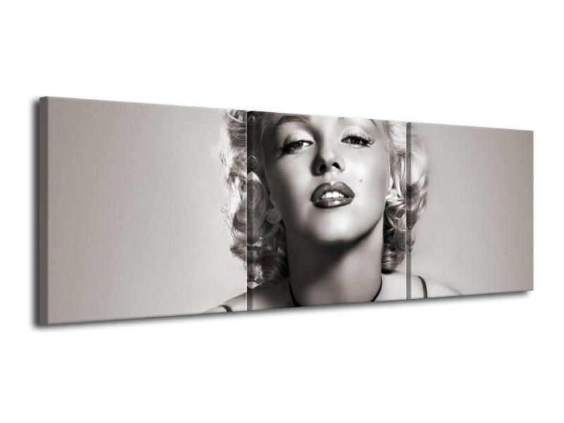Glasschilderij Marilyn Monroe | Grijs, Sepia | 120x40cm 3Luik