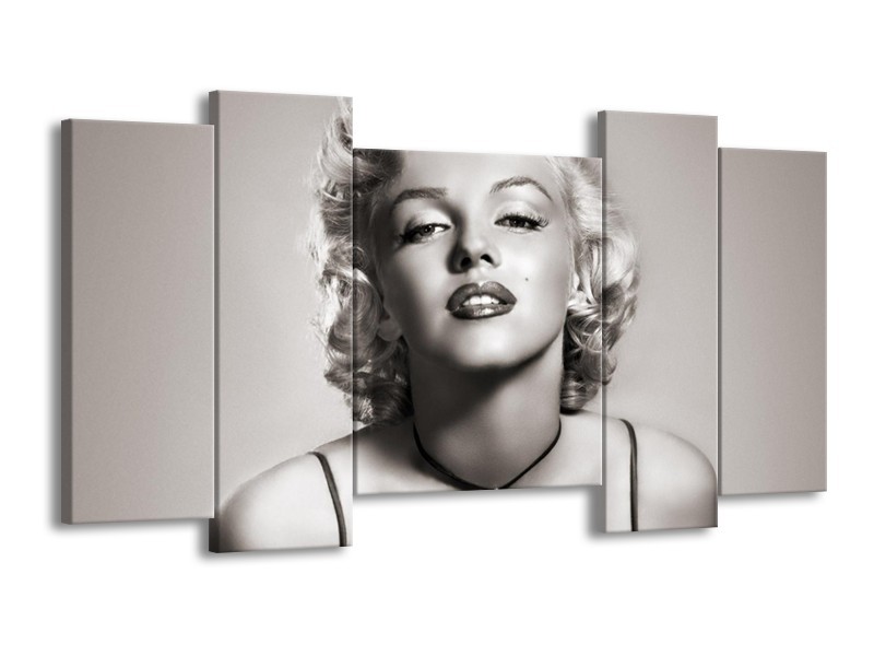Glasschilderij Marilyn Monroe | Grijs, Sepia | 120x65cm 5Luik