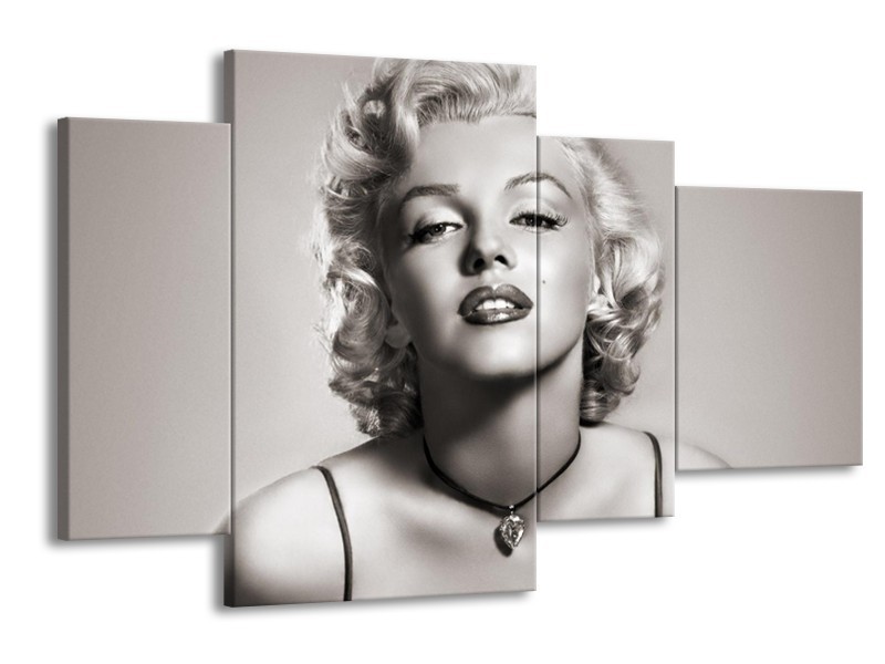 Canvas Schilderij Marilyn Monroe | Grijs, Sepia | 120x75cm 4Luik