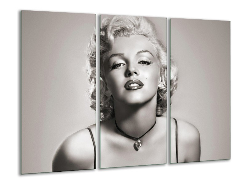 Canvas Schilderij Marilyn Monroe | Grijs, Sepia | 120x80cm 3Luik