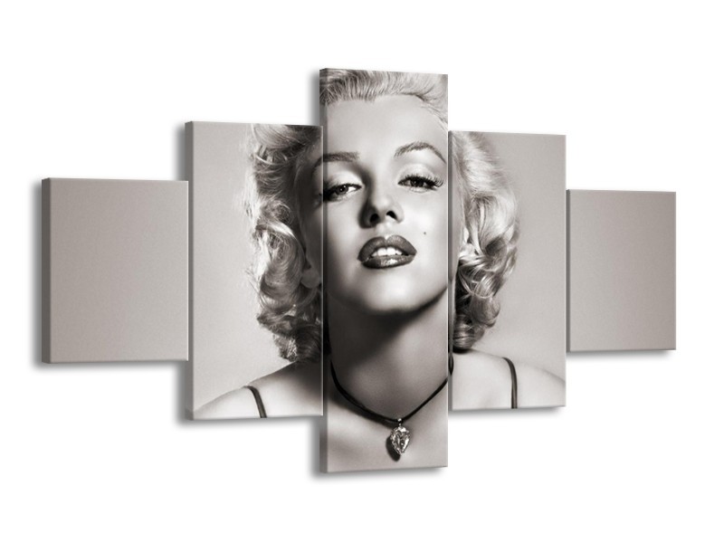 Glasschilderij Marilyn Monroe | Grijs, Sepia | 125x70cm 5Luik