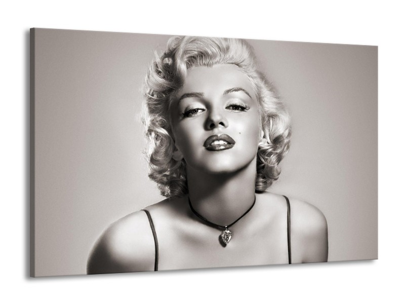 Canvas Schilderij Marilyn Monroe | Grijs, Sepia | 140x90cm 1Luik