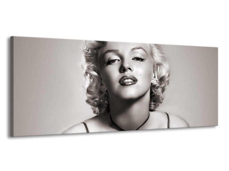 Canvas Schilderij Marilyn Monroe | Grijs, Sepia | 145x58cm 1Luik