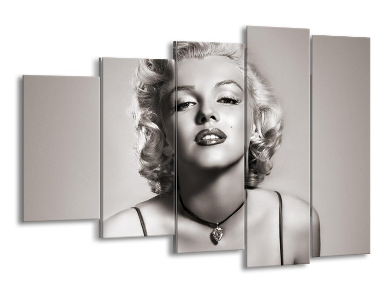 Canvas Schilderij Marilyn Monroe | Grijs, Sepia | 150x100cm 5Luik