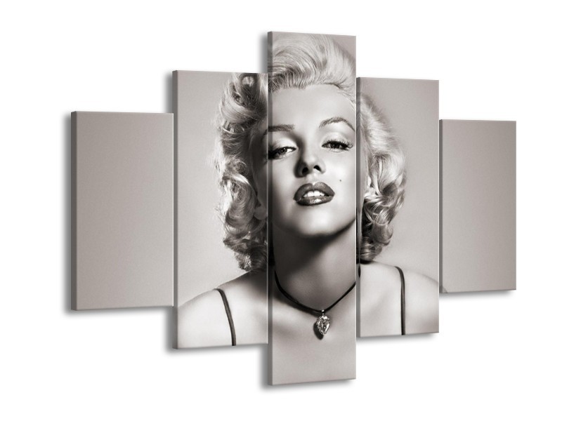 Canvas Schilderij Marilyn Monroe | Grijs, Sepia | 150x105cm 5Luik