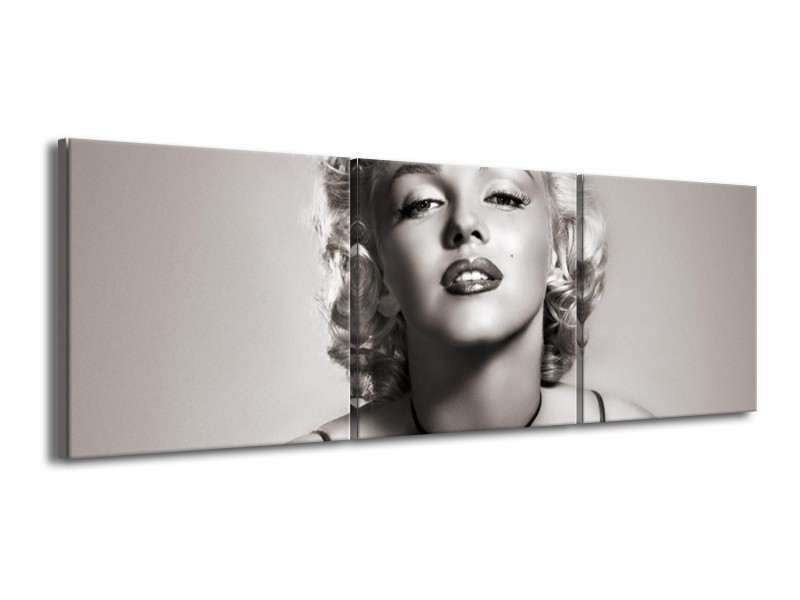 Glasschilderij Marilyn Monroe | Grijs, Sepia | 150x50cm 3Luik