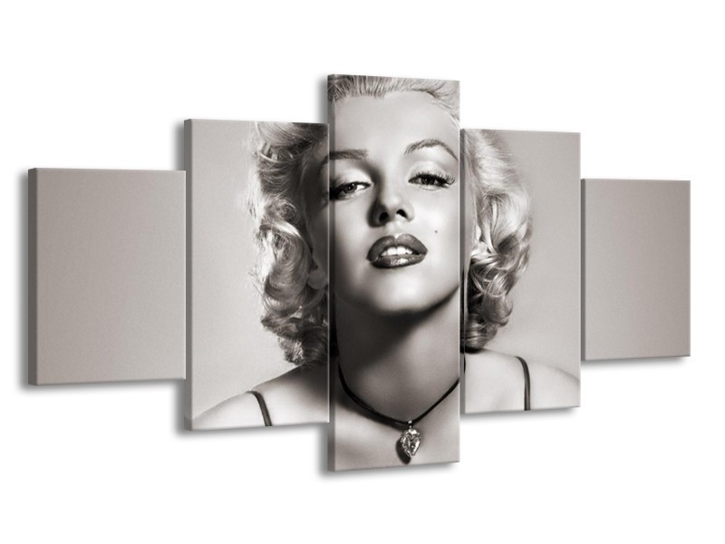 Canvas Schilderij Marilyn Monroe | Grijs, Sepia | 150x80cm 5Luik