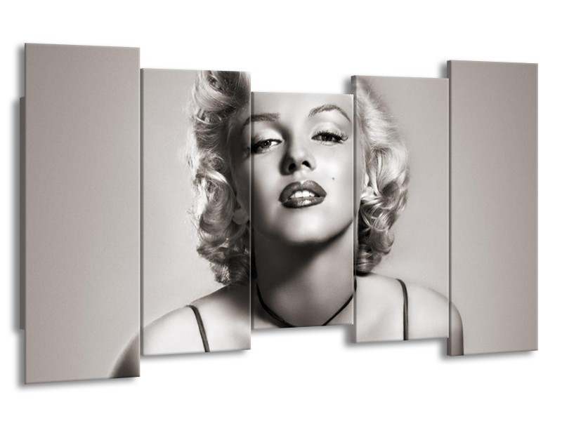 Canvas Schilderij Marilyn Monroe | Grijs, Sepia | 150x80cm 5Luik