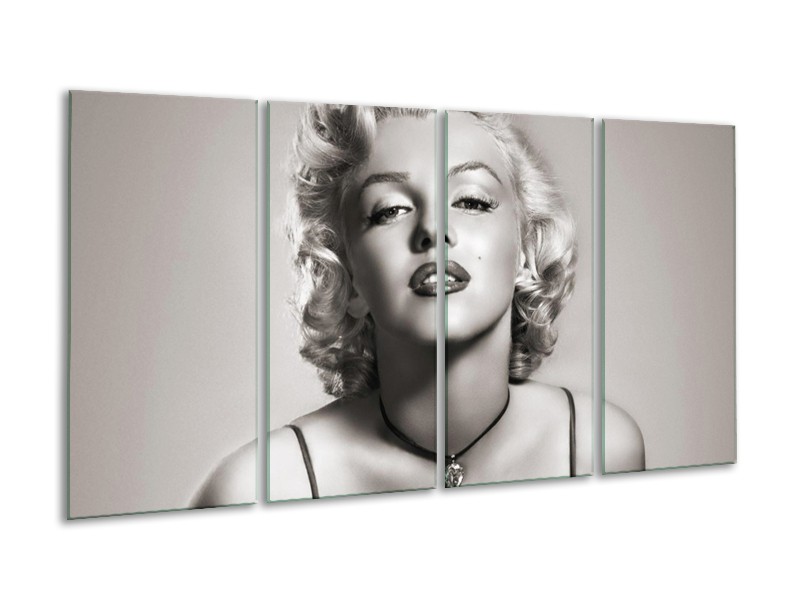 Glasschilderij Marilyn Monroe | Grijs, Sepia | 160x80cm 4Luik