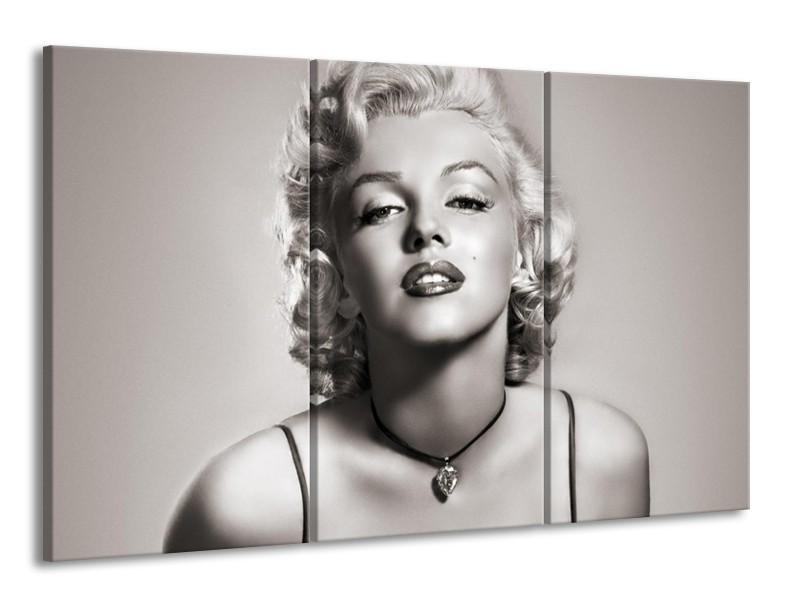 Canvas Schilderij Marilyn Monroe | Grijs, Sepia | 165x100cm 3Luik