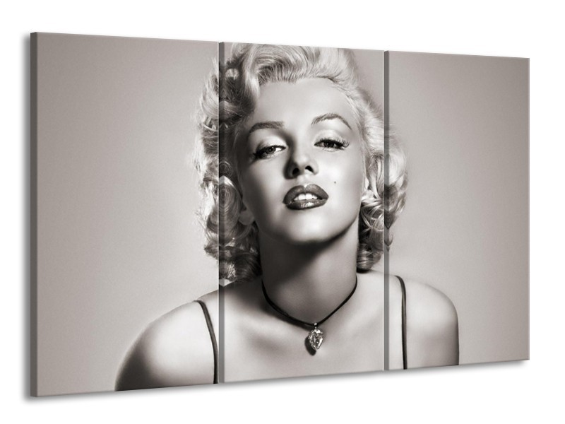 Glasschilderij Marilyn Monroe | Grijs, Sepia | 165x100cm 3Luik