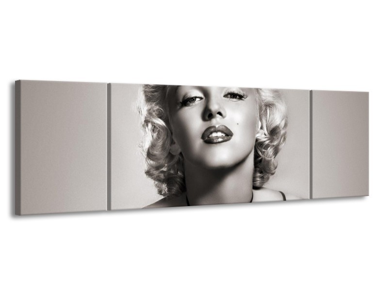 Glasschilderij Marilyn Monroe | Grijs, Sepia | 170x50cm 3Luik