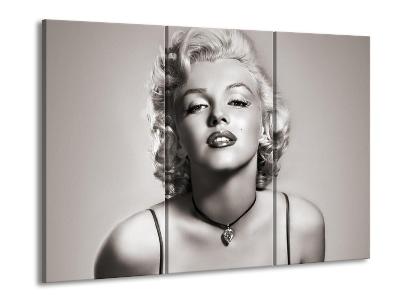 Glasschilderij Marilyn Monroe | Grijs, Sepia | 60x90cm 3Luik