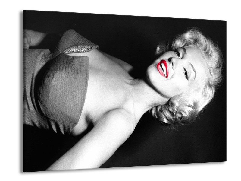 Glasschilderij Marilyn Monroe | Zwart, Grijs, Rood | 100x70cm 1Luik