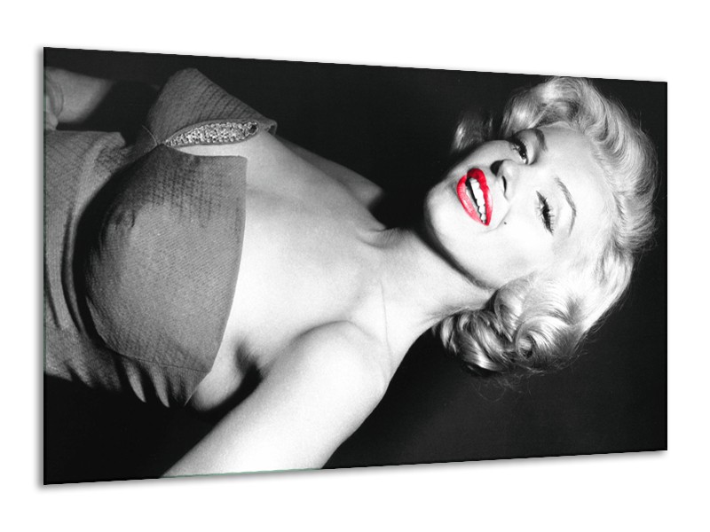 Canvas Schilderij Marilyn Monroe | Zwart, Grijs, Rood | 120x70cm 1Luik