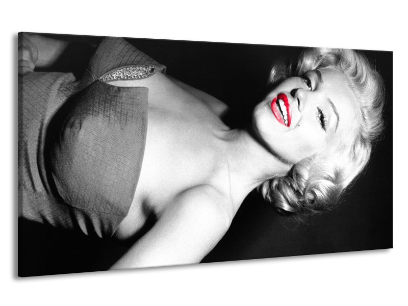 Canvas Schilderij Marilyn Monroe | Zwart, Grijs, Rood | 190x100cm 1Luik