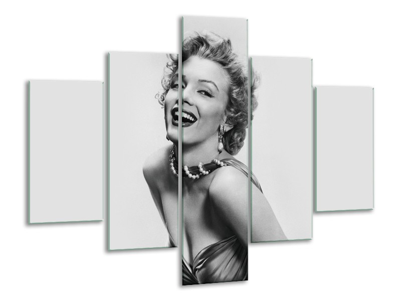 Canvas Schilderij Marilyn Monroe | Grijs, Wit | 100x70cm 5Luik