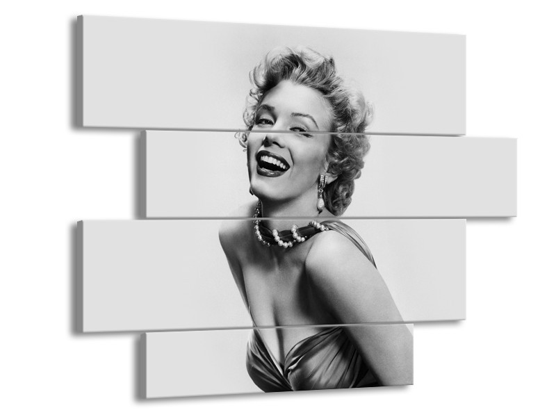 Canvas Schilderij Marilyn Monroe | Grijs, Wit | 115x85cm 4Luik