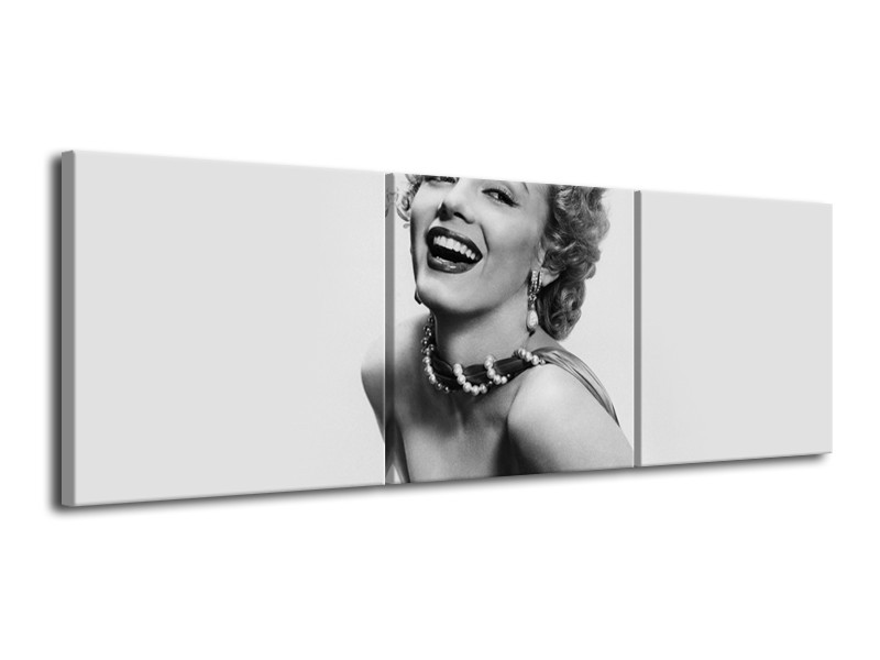 Canvas Schilderij Marilyn Monroe | Grijs, Wit | 120x40cm 3Luik