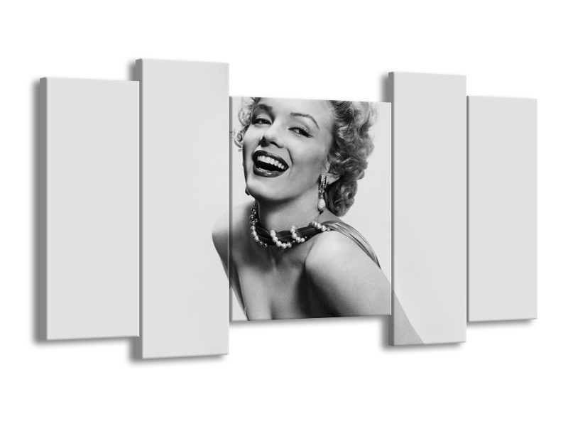 Canvas Schilderij Marilyn Monroe | Grijs, Wit | 120x65cm 5Luik