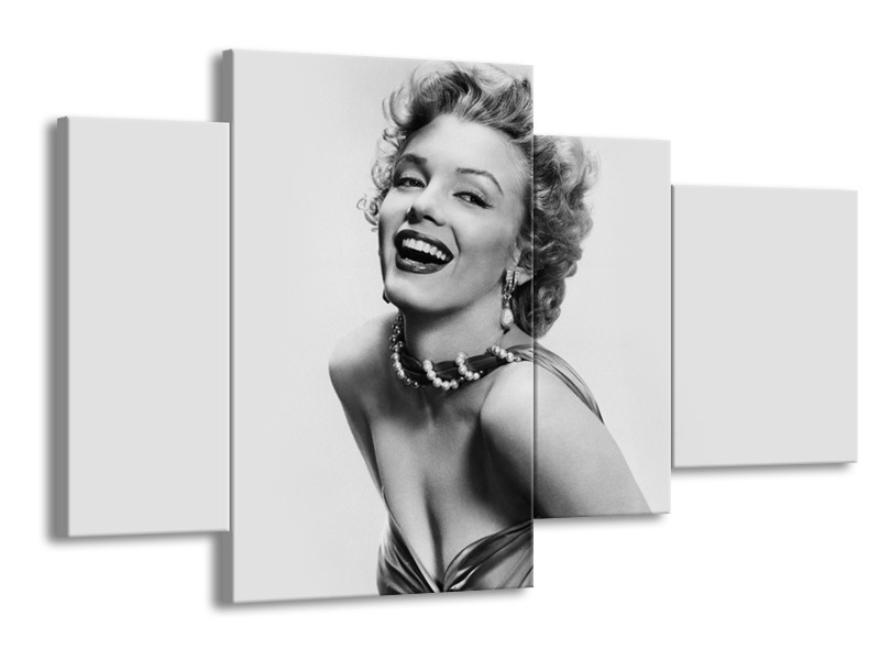 Canvas Schilderij Marilyn Monroe | Grijs, Wit | 120x75cm 4Luik