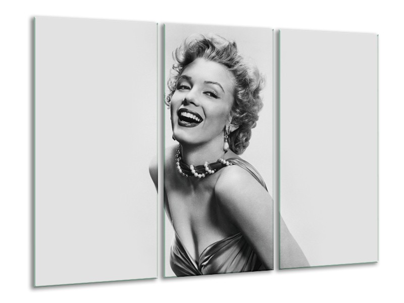 Glasschilderij Marilyn Monroe | Grijs, Wit | 120x80cm 3Luik