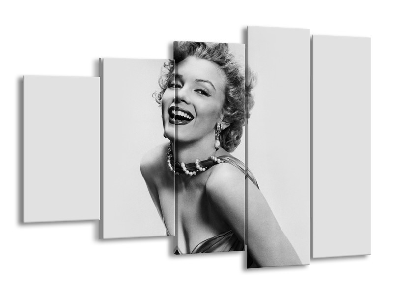 Canvas Schilderij Marilyn Monroe | Grijs, Wit | 150x100cm 5Luik